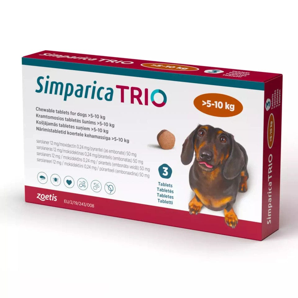 Simparica TRIO - Triple Protection for Dogs in One Tasty Monthly Chew  5.6 - 11 (lbs)