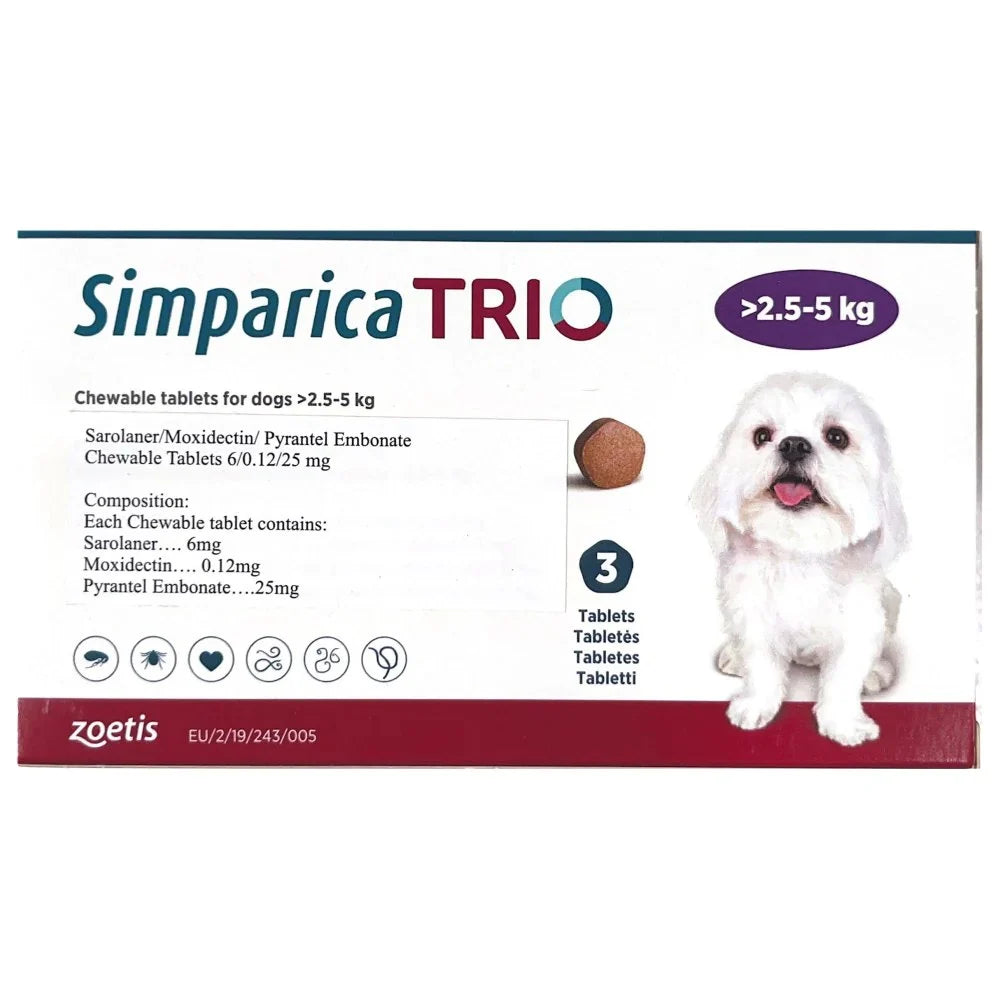 Simparica TRIO - Triple Protection for Dogs in One Tasty Monthly Chew  5.6 - 11 (lbs)